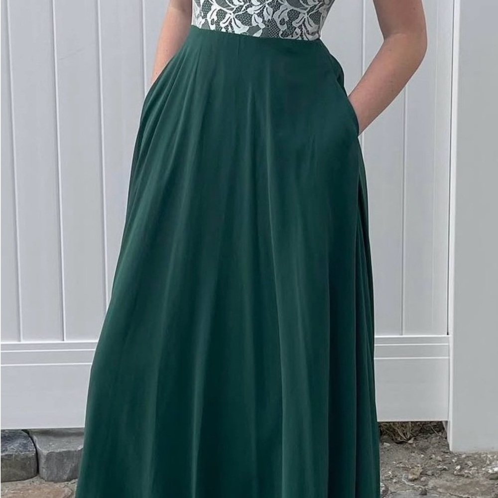 Deep Green Formal dress with Side Pockets